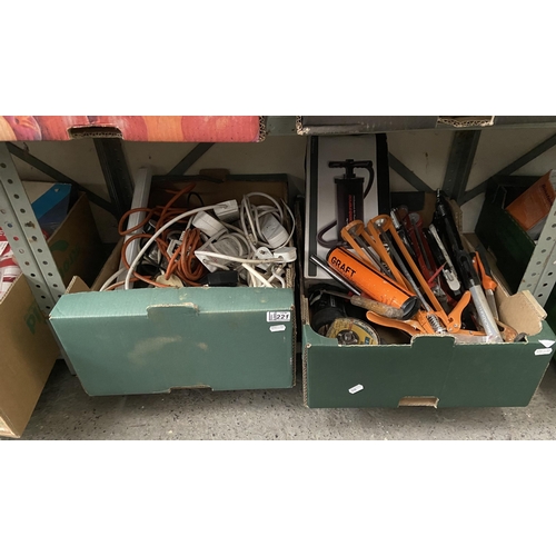 221 - 2 Boxes containing tools and extension cables