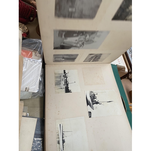 110 - Box containing vintage Stobart family photo album and ephemera