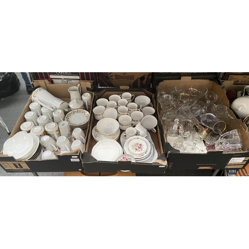 112 - 3 Boxes containing a Polish tea set, Royal Worcester and Shelley pates etc