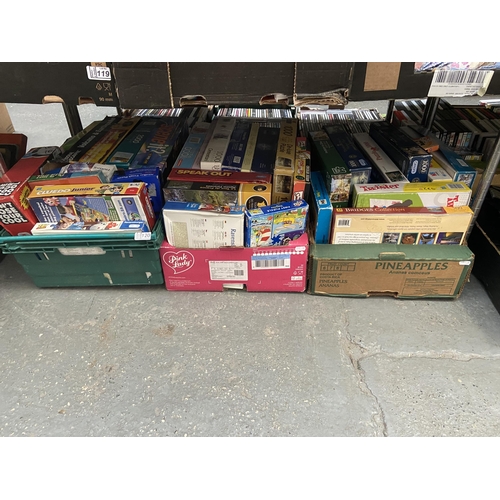 120 - 3 Boxes containing board games and jigsaw puzzles