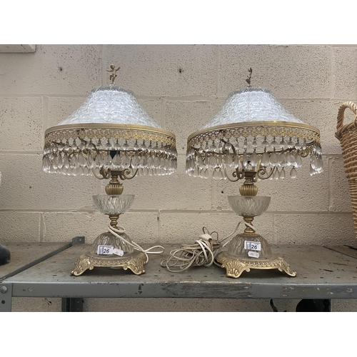26 - Pair of ornate 'crystal drop' lamps