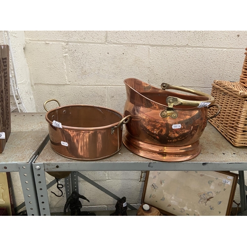 58 - Copper coal scuttle plus one other