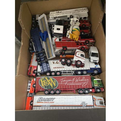 6 - Box containing Corgi fire engines and haulage trucks etc