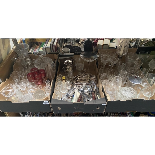 85 - 3 Boxes containing glassware and ornate cutlery