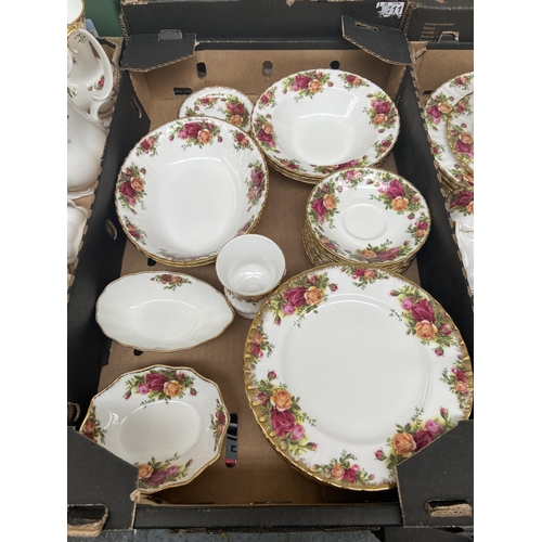 96 - 3 Boxes containing over 100 pieces of Royal Albert Old Country Roses