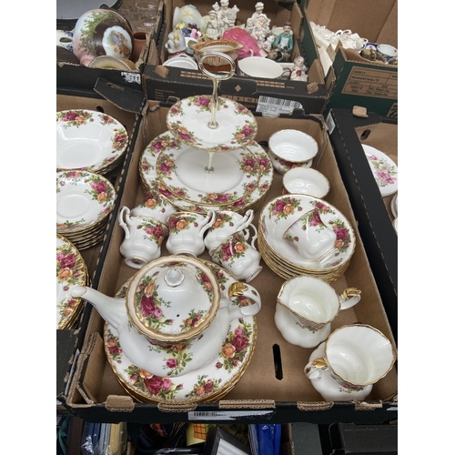 96 - 3 Boxes containing over 100 pieces of Royal Albert Old Country Roses