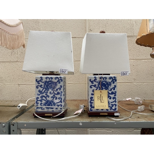 Pair of Ralph Lauren blue & white lamps