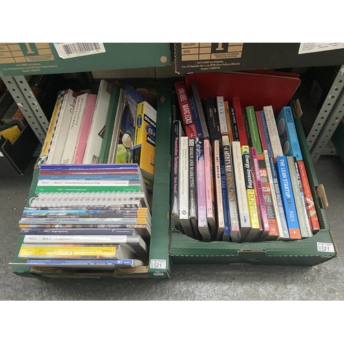 21 - 2 Boxes containing self teach books etc