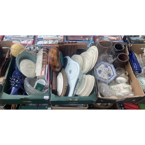 215 - 3 Boxes containing ceramics, glass, lamps etc