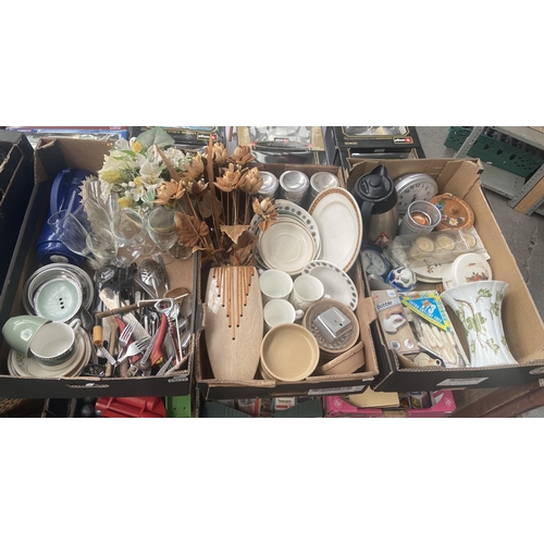 217 - 3 Boxes containing cutlery, glassware, ceramics etc