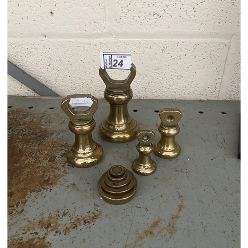 24 - Quantity of brass scale weights