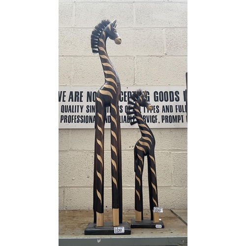 30 - Pair of tall wooden giraffes (40