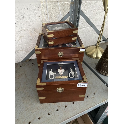 45 - 3 Graduating nautical trinket boxes