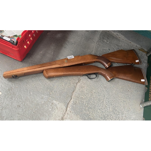 591 - 2 wooden rifle mounts including Brocock