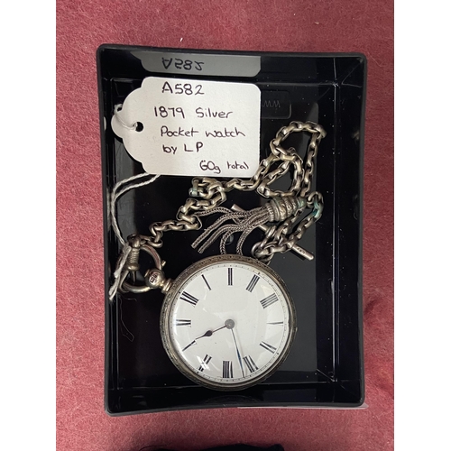 632 - 1879 Silver pocket watch by LP, 60g total