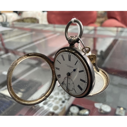 637 - 1910 Silver case pocket watch by J. B Yabsley (Case by Albert Thomas Oliver, 135g in total)