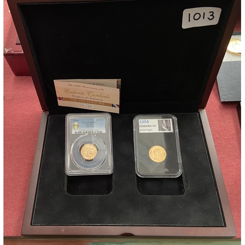 1013 - 1904 Entente Cordiale Agreement gold coin set with case (full sovereign and 20 francs) - Only 10% bu... 