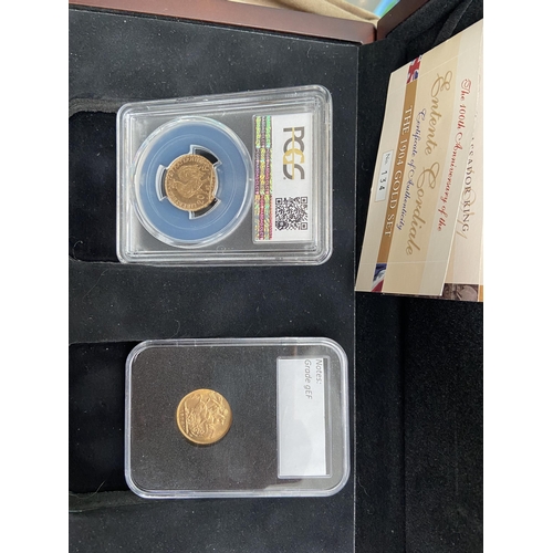 1013 - 1904 Entente Cordiale Agreement gold coin set with case (full sovereign and 20 francs) - Only 10% bu... 