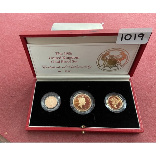 1019 - 1986 Gold proof coin set with case (Full, half & £2) - Only 10% buyer's premium