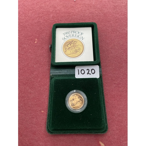 1020 - 1980 Gold proof full sovereign - Only 10% buyer's premium