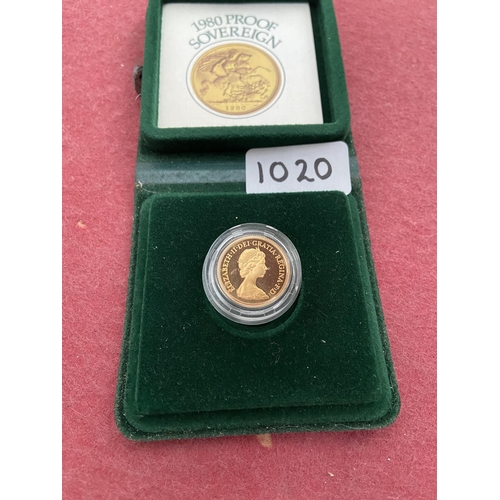 1020 - 1980 Gold proof full sovereign - Only 10% buyer's premium