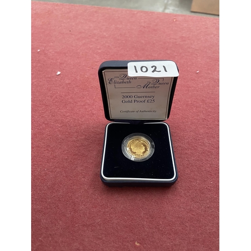 1021 - 24ct Gold proof 2000 Guernsey £25 coin - Only 10% buyer's premium