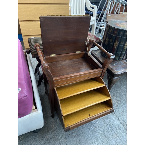 340 - Vintage piano stool with storage