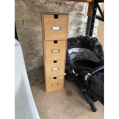 462 - Wooden 4 drawer storage unit