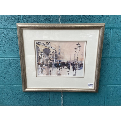 578 - Framed and glazed original watercolour painting by Trevor Lingard of Accrington