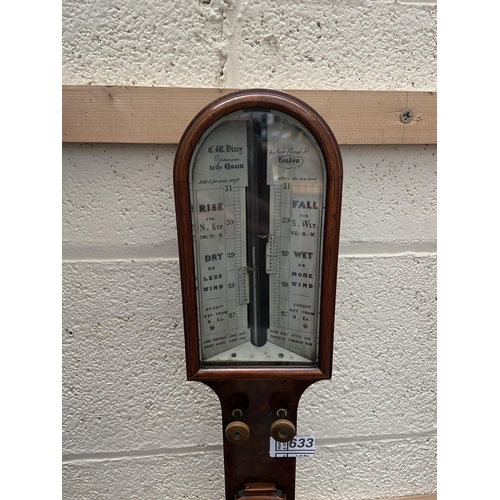 633 - Vintage stick barometer signed Dixey 'Optician to the Queen' - London