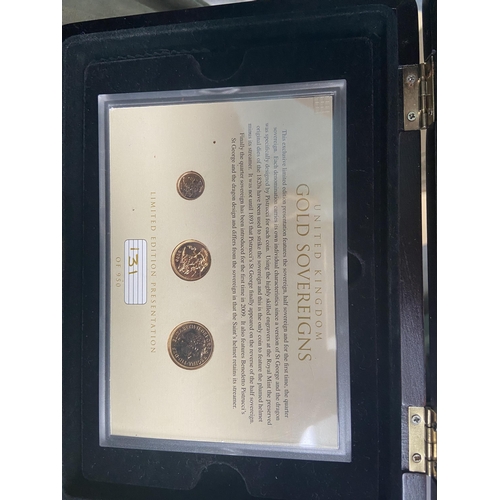 1007 - 2009 Limited edition coin set (Full, half and quarter sovereign) - Only 10% buyer's premium