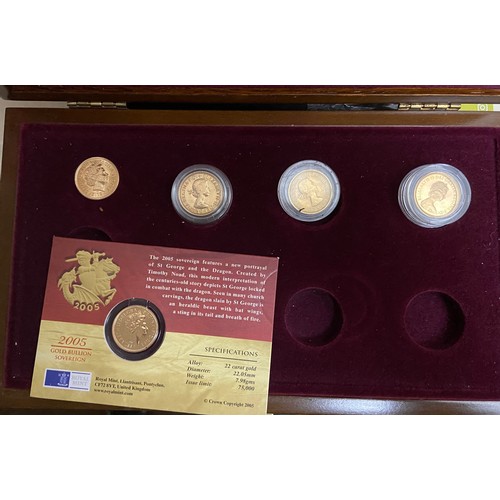 1001 - Display case containing 5 gold sovereigns - Only 10% buyer's premium