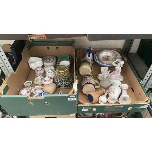 21 - 2 Boxes containing vintage Czechoslovakian ceramics and a stein etc