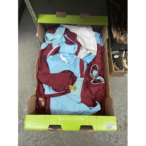 81 - Box containing assorted XL Burnley FC home tops