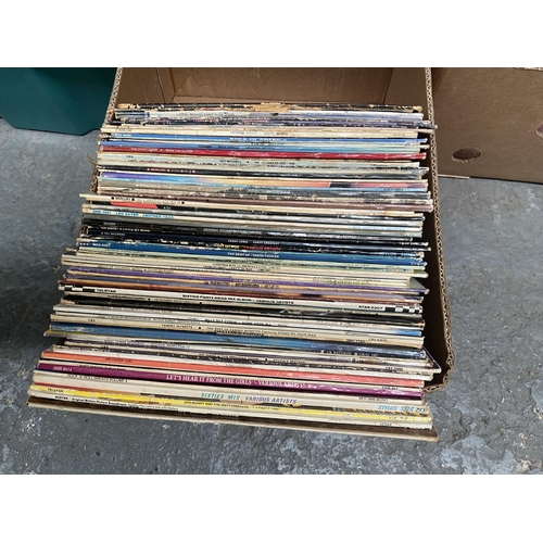 Box containing LPs including Billy Ray Cyrus