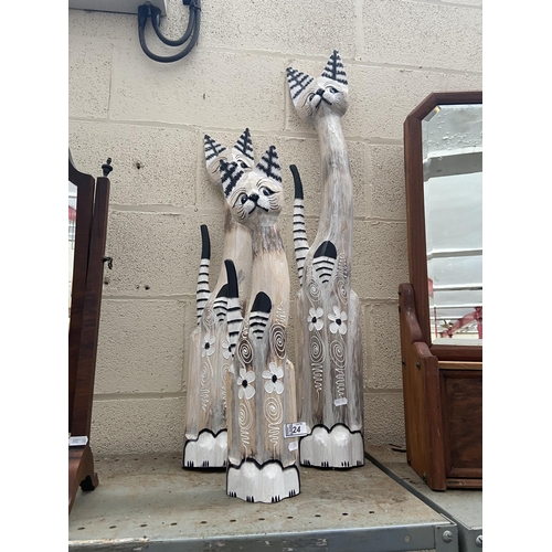 24 - 3 Large wooden cat figures (102cm)