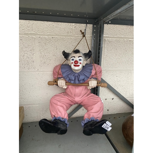 26 - Large vintage resin hanging trapeze clown figure (40cm tall)