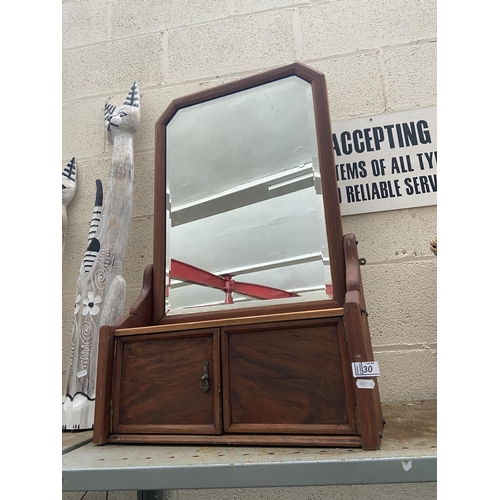 30 - Large vintage table top vanity mirror with storage