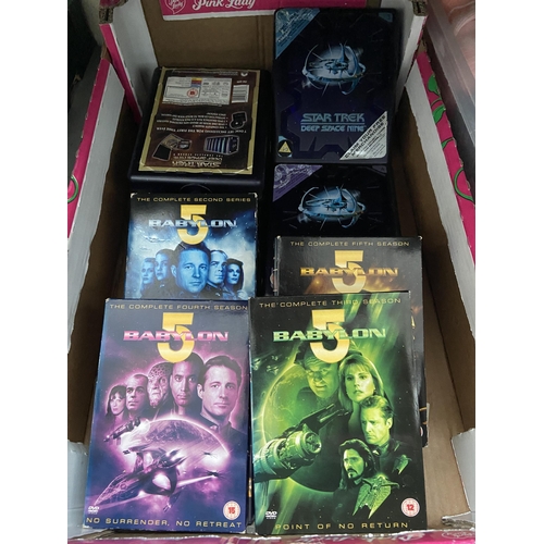 34 - Box containing Star Trek Deep Space 9 and Babylon 5 box sets