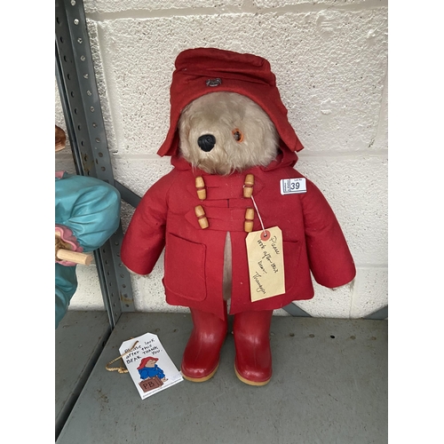 39 - Vintage 50cm Paddington Bear with red Dunlop wellingtons