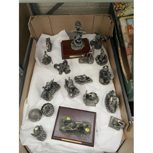 4 - Box containing metal mythical creatures etc including Tudor Mint and Mark Locker