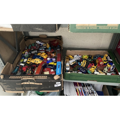 6 - 2 Boxes containing assorted vehicles including Corgi and Matchbox