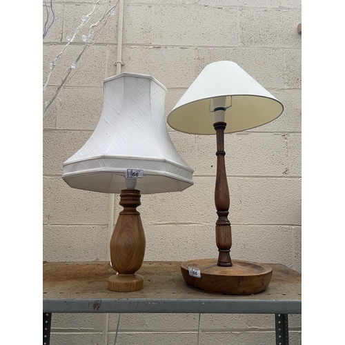 66 - 2 Hand turned wooden lamps