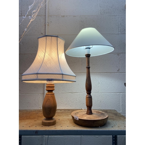 66 - 2 Hand turned wooden lamps