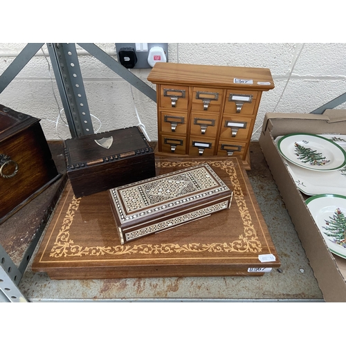 67 - 3 Ornate storage boxes and a collector's chest