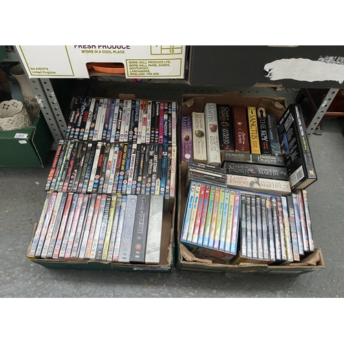 71 - 2 Boxes containing DVDs including Game Of Thrones and Family Guy box sets