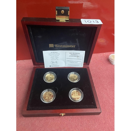 1013 - 2007 Diamond Wedding gold proof Gibraltar sovereign set - Only 10% buyer's premium