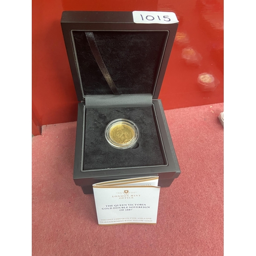 1015 - 1887 Queen Victoria double sovereign - Only 10% buyer's premium