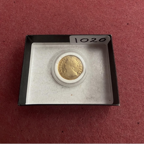 1020 - 1713 Gold guinea - Only 10% buyer's premium