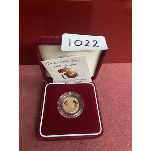 1022 - 1991 Gold proof half sovereign - Only 10% buyer's premium